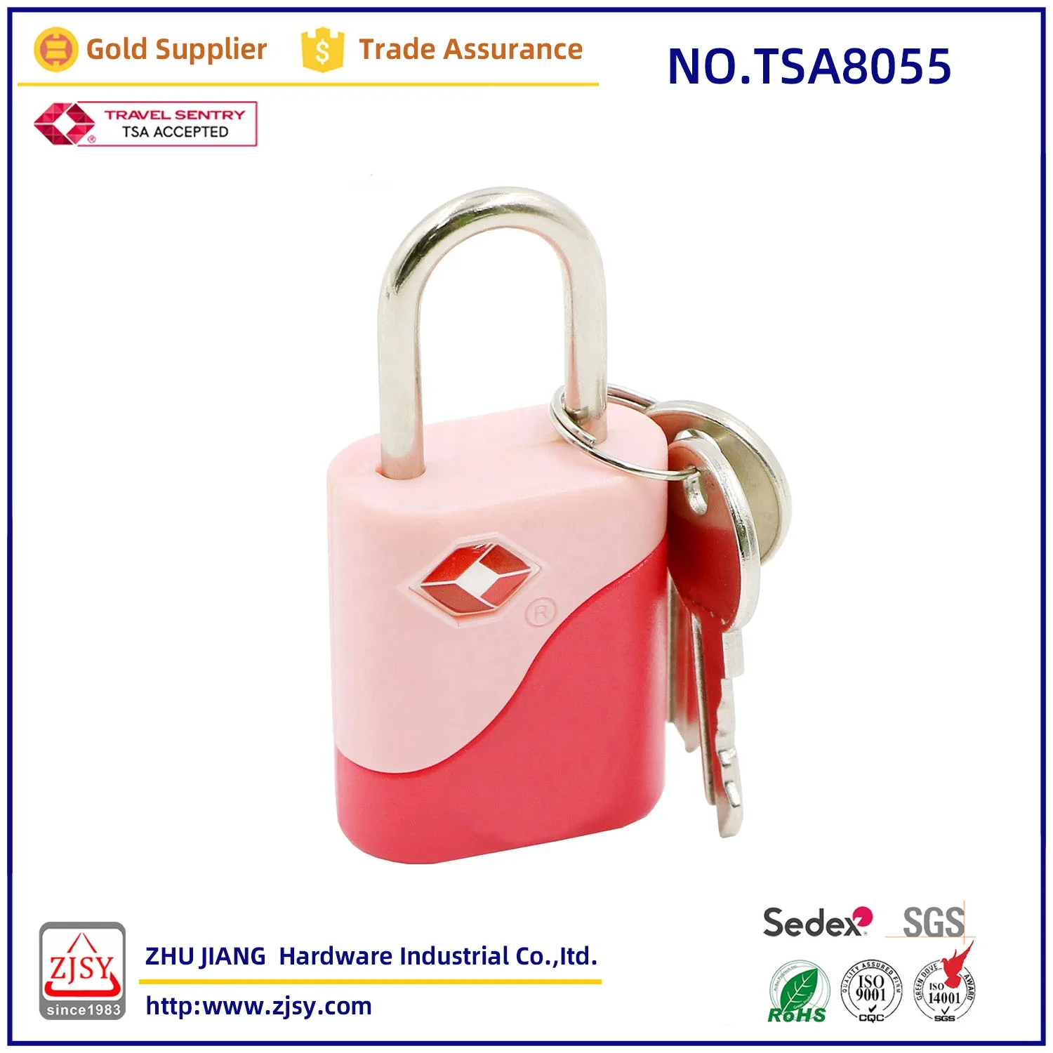 Tsa8055 patent approved high quality customs lock security travel backpack lock key padlock