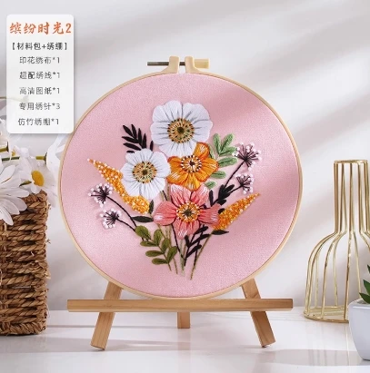 DIY Material Package 3D Embroidered Flowers Su Embroidery Fabric Sewing Self Embroidered Flowers Video Available