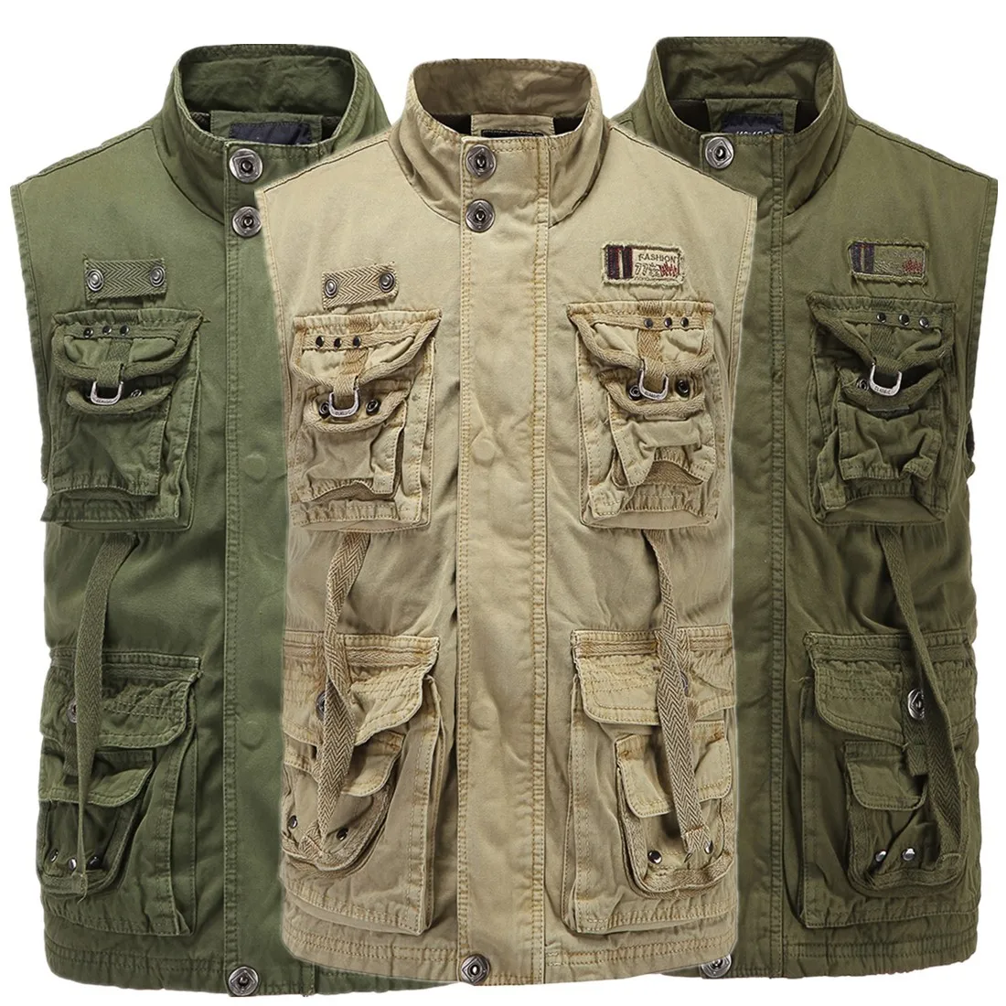 Outdoor sleeveless jacket vest mens multi-pocket cargo vests