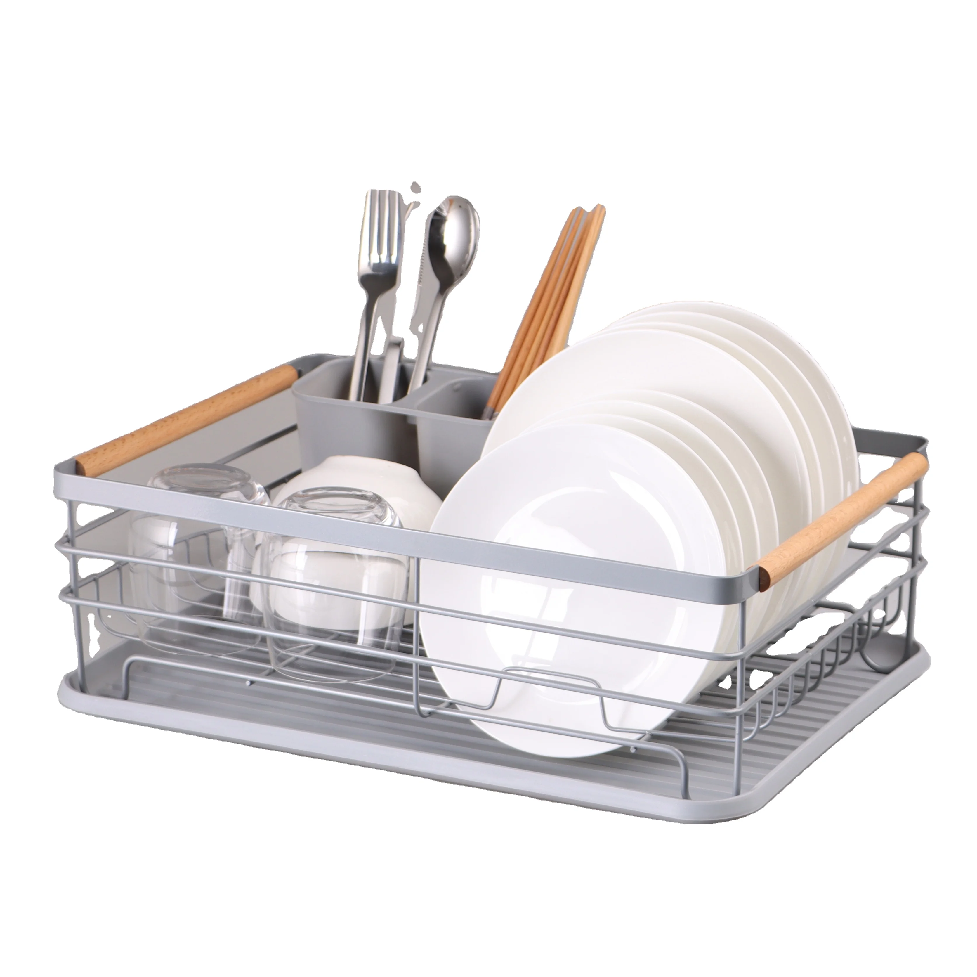 Kitchen storage rack dish drainer with plastic plate unfold standing dish drainer