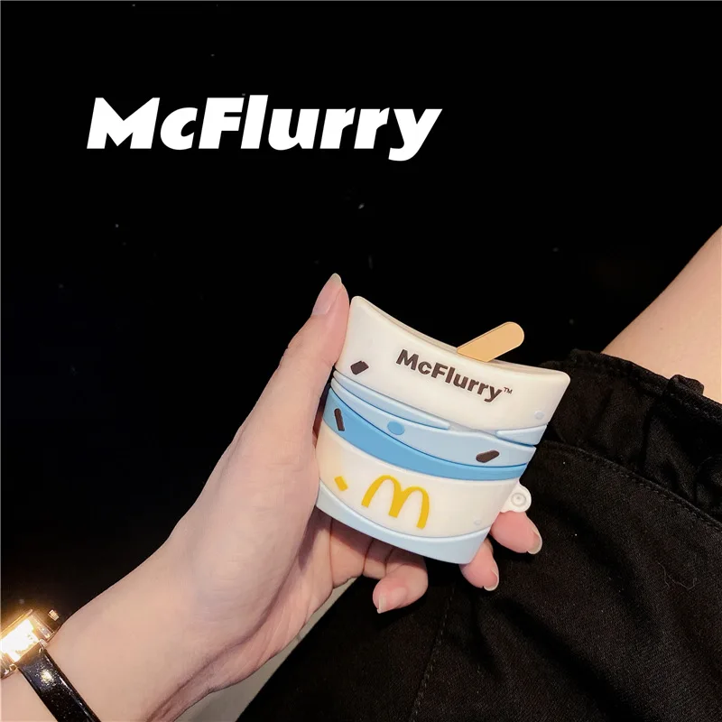 Covers for Apple Airpods Cartoon Cute Whirlwind Ice Cream Protecting Silicone Headset Case with Hook Air pod 1 2