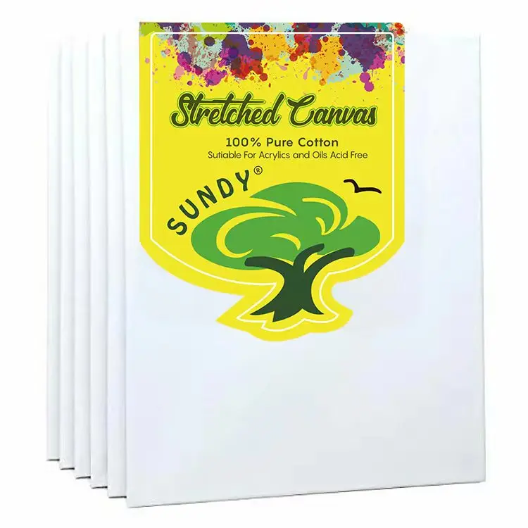 Hot Sale 8 pack 8*10 inch blank stretched  art canvas with pine wood for kids painting