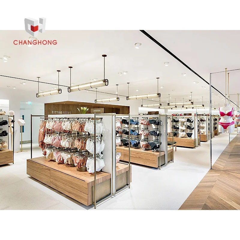 Wall mounted men and ladies underwear display shelf stand lingerie store interior design for underwear and bra display rack