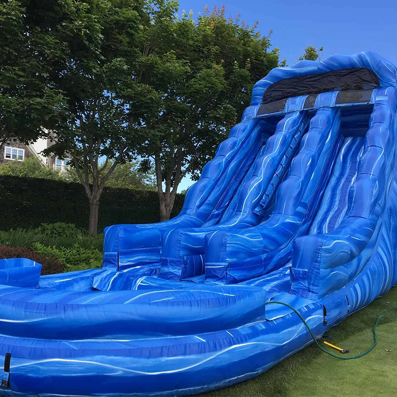 Blue Crush Dual Lane Playground Inflatable Water Slide With Pool For Adults And Kids