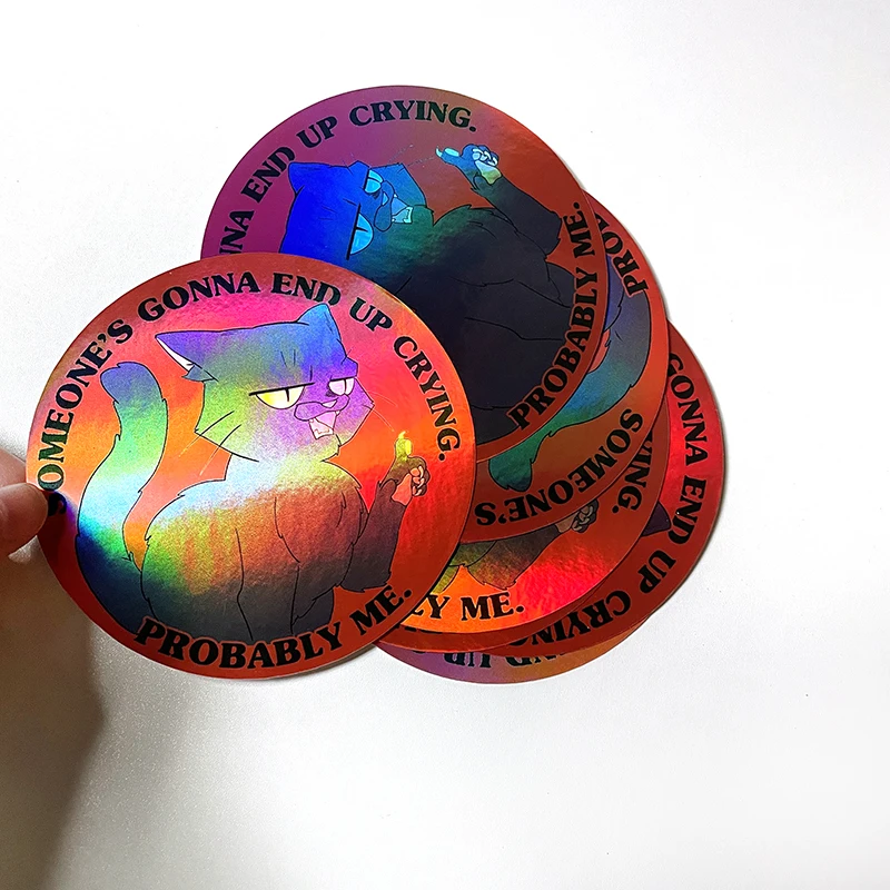 Custom Self Adhesive Irregular Shape Holographic Logo Stickers Label Screen Printing Die Cut Laser Hologram Vinyl Stickers