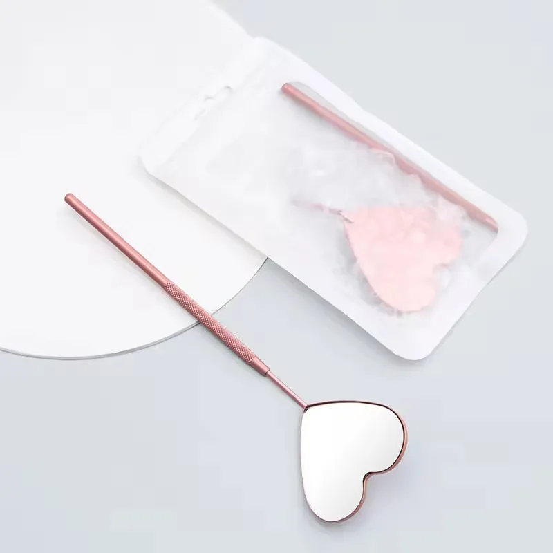 Wholesale Handheld Makeup Mirror High-definition Beauty Salon Handle Mirror Portable Carry-on Make-up Heart-shaped Small Mirror