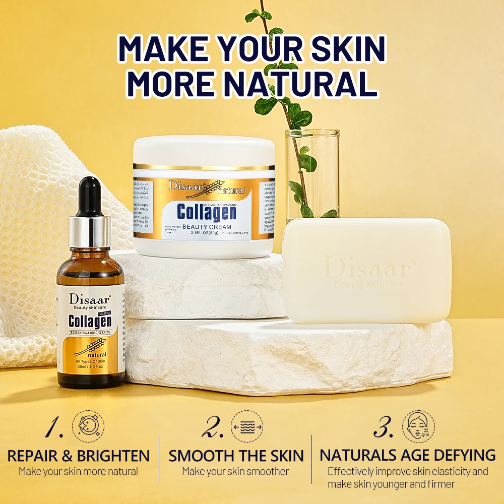 Disaar New Product 100% Pure Collagen Skin Care Products Cream Serum Soap Whitening Anti-wrinkle Anti-aging Set Custom Logo