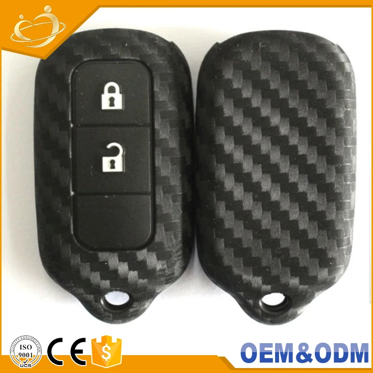 KustSoft Silicone Car Key Case Carbon Cover key ring shell  For Toyota Rav4 Aygo Corolla Camary Chr Prius Yaris Auris