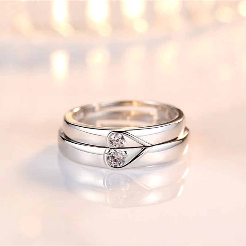 S925 sterling silver forever wedding ring knot concentric couple ring opening adjustable ring