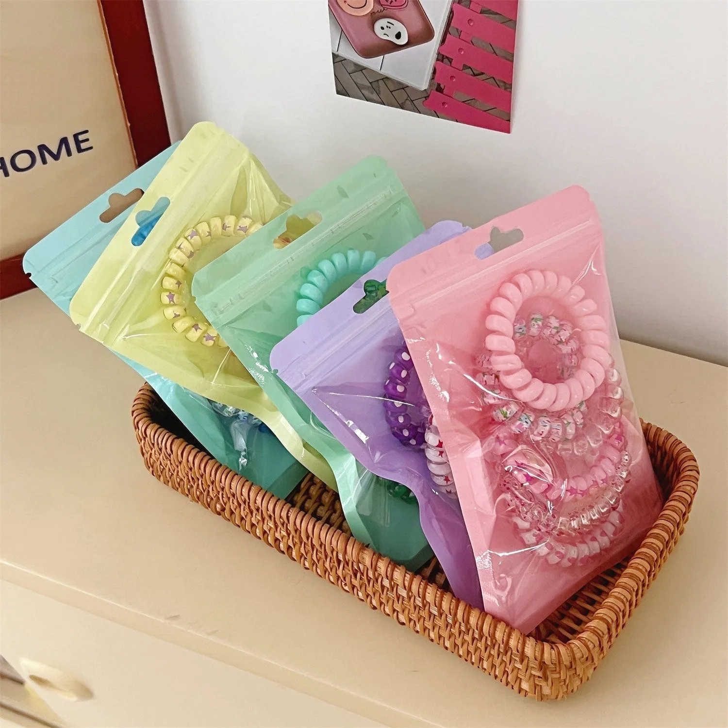 YT 6pcs/Bag New Girl Cute Candy Elastic Hair Accessories Scrunchies Telephone Line Hair Band Hair Ties Set for Women