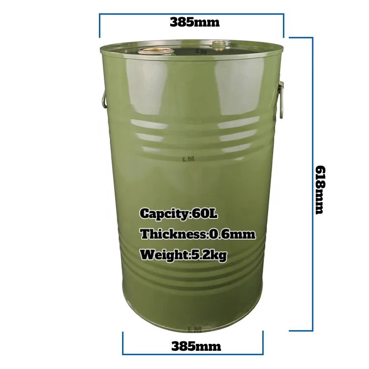 Oil Steel 60 Litre Barrel Recyclable Metal Pail Airtight Drums Buckets for Mineral