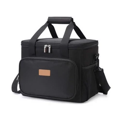Reusable Waterproof Tote Black Plain Large Capacity Food Delivery Insulated Lunch Cooler Bags for Women Girls