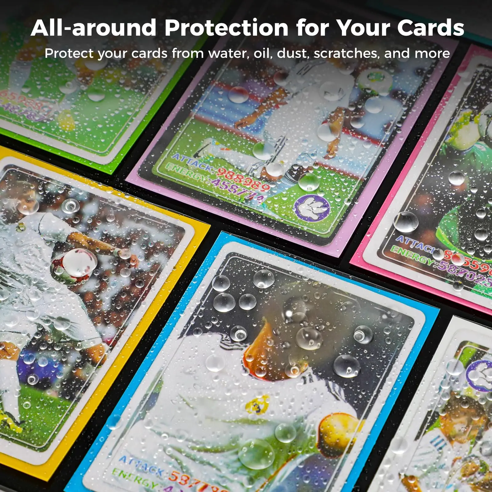 100 pcs Plastic Card Sleeves, Clear Card Holders with 12 Colors, Trading Card Holder, Standard Card Sleeve,