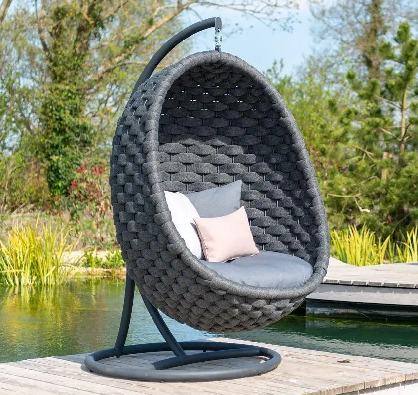 Patio Metal Hammock New Garden Hanging Egg Chair Waterproof Fabric Outdoor Swing Cradle chair with Stand