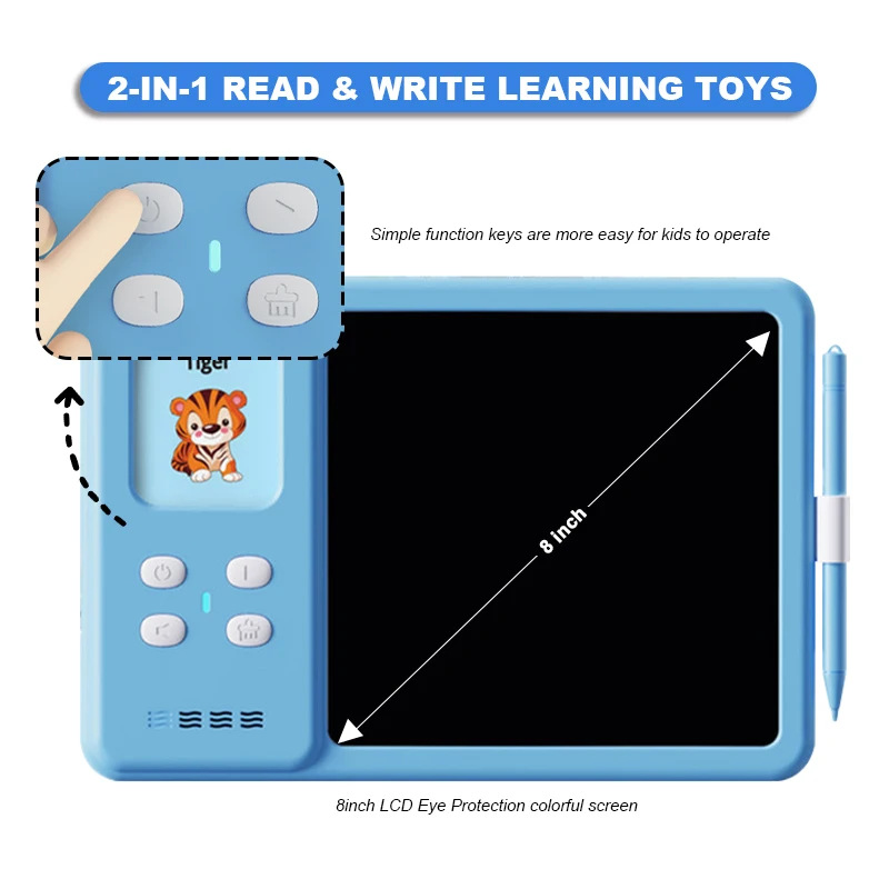 Early Educational Children Cognition Toys 2-In-1 Read and Writing LCD Writing Tablet with Talking Flash Cards