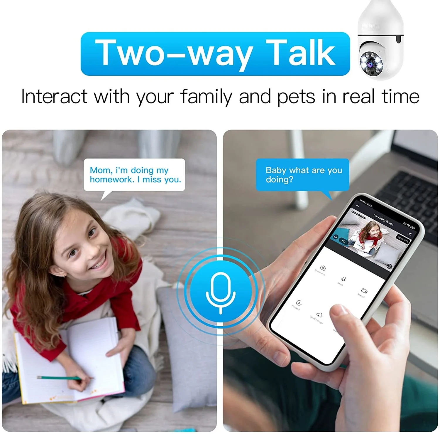 360 Degree Pan Security Light Bulb Camera Wifi Panorama Camera Surveillance CCTV Cameras with Motion Detection Remote Viewing