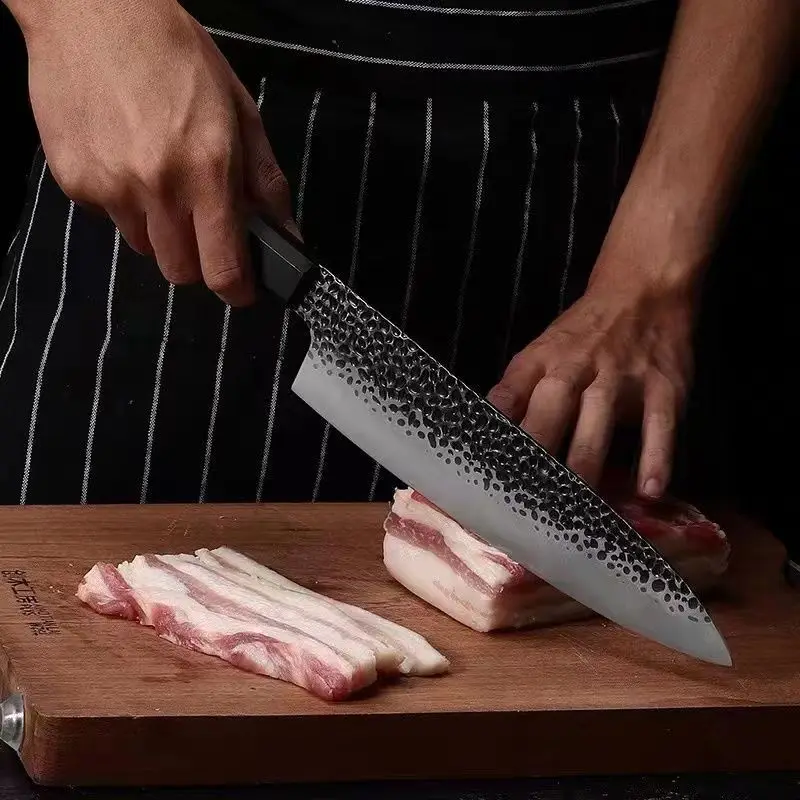 FINDKING 8-Inch Professional Chef Knife 9CR18MOV 3-Layer Clad Steel with Octagon Handle High Quality Kitchen Kuchenmesser Metal