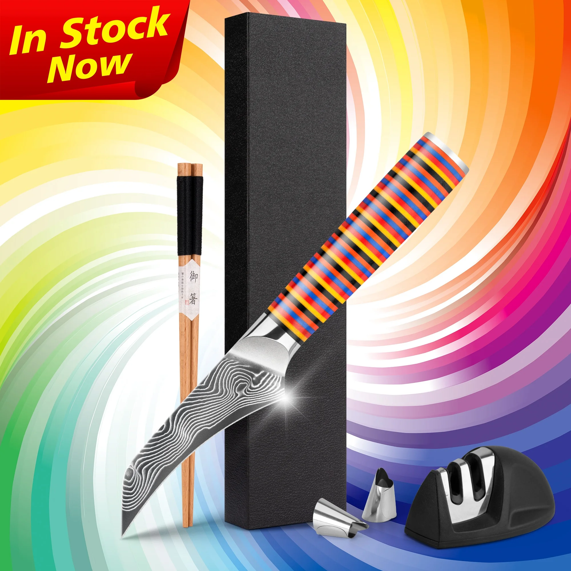 Rainbow G10 Handle 3.5 inch 67 layers vg10 damascus stainless steel paring knife peeling knife Buy for restaurant