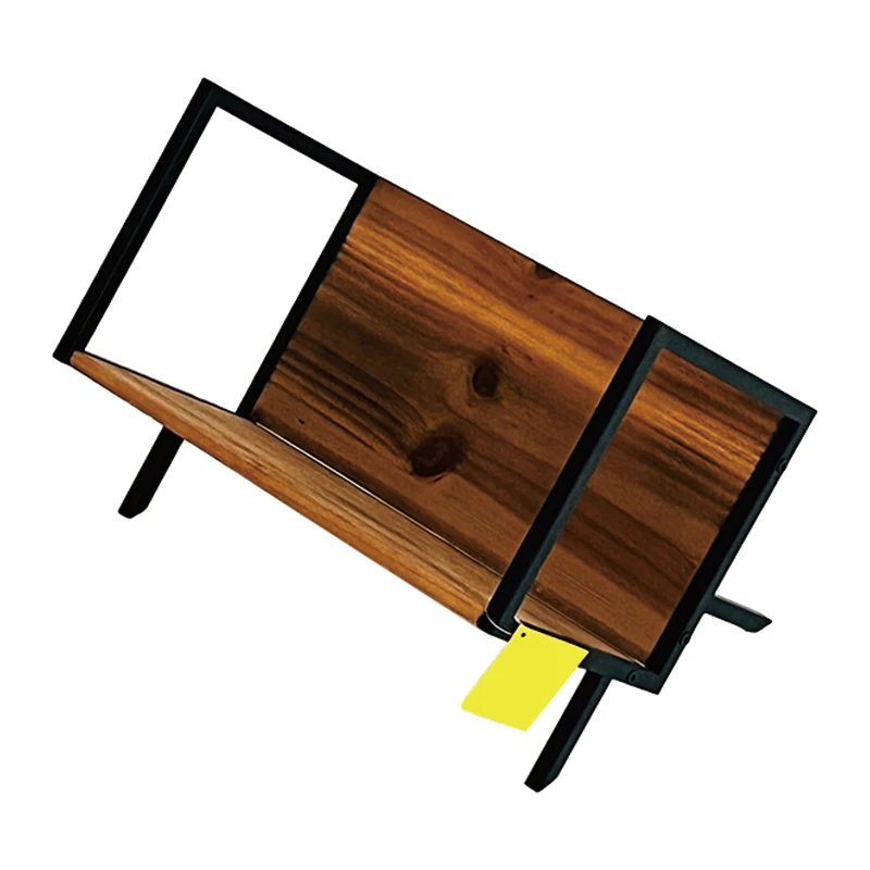 Modern Metal Leg Desktop Bookshelves Storage Rack Wood Tilting Bookcase For Books Magazines