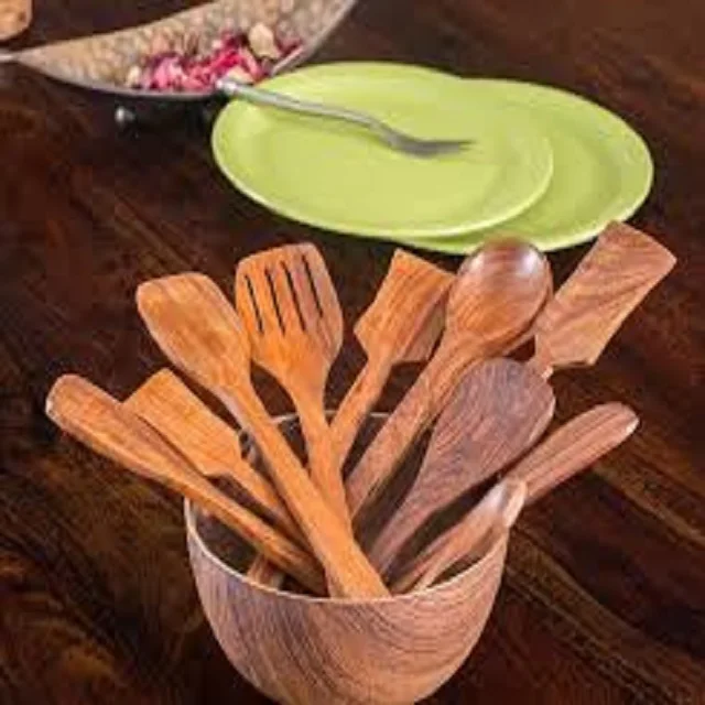 1/5 Biodegradable Wooden Cutlery Set with case Portable Cutlery Set Knife,fork and Spoons Manufacturer From India