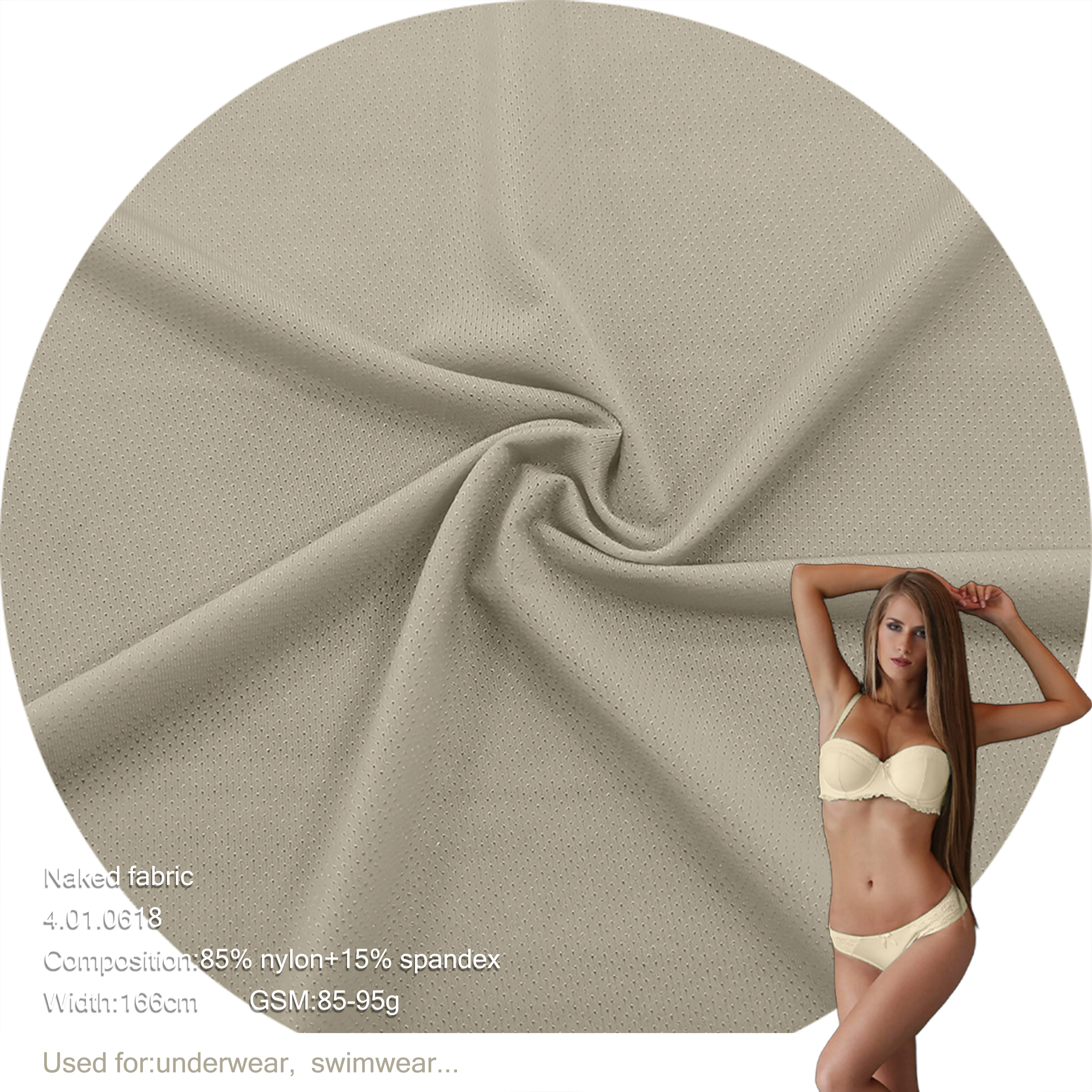 High quality 20D breathable 85 nylon 15 spandex high elastic sports suit fabrics for Underwear Swimwear knitted mesh fabric