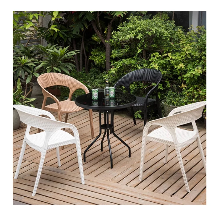 Nordic backed balcony chair Outdoor courtyard leisure cafe reception rattan woven negotiating chair
