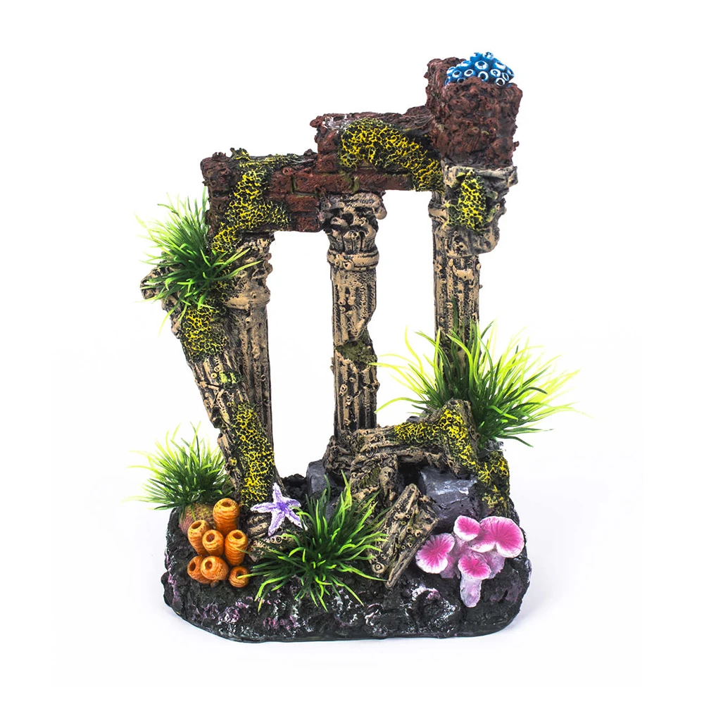 Factory supply fish tank resin roman column aquarium accessories decoration china