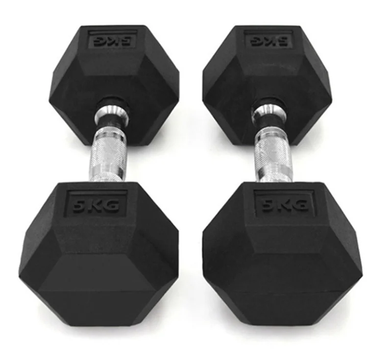 China Cheap Dumbbell Sets Rubber Hex Dumbbell Weights Fitness Rubber Hex Dumbbell Set
