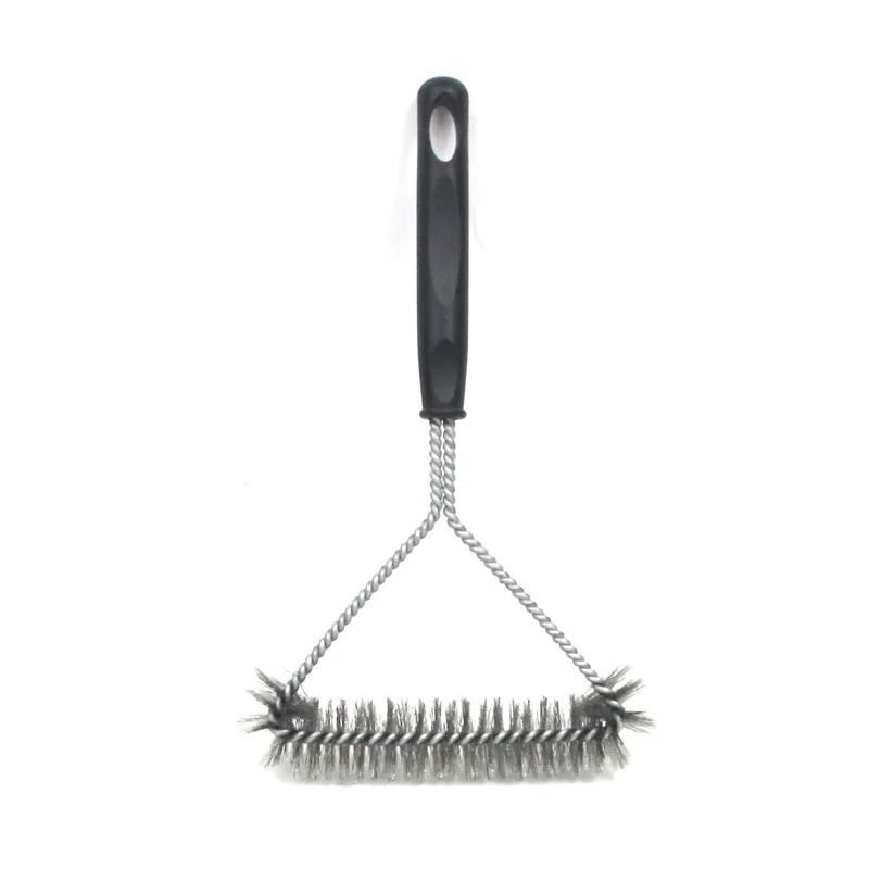 Household BBQ stainless steel barbecue brush three head steel wire grill rack cleaning brush