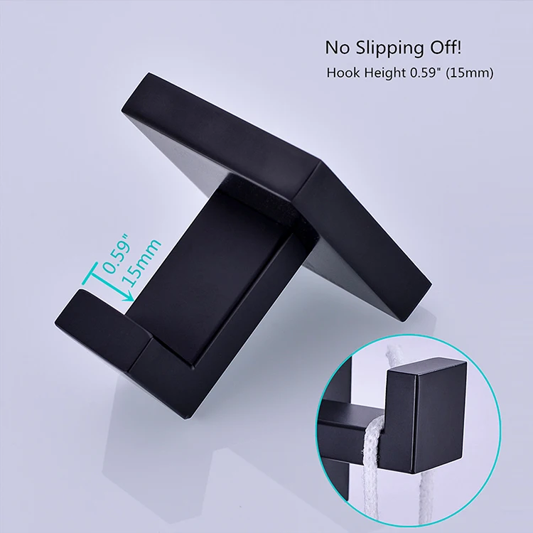  Wholesale Bathroom Accessories Stainless Steel Matte Black Wall Mount Robe