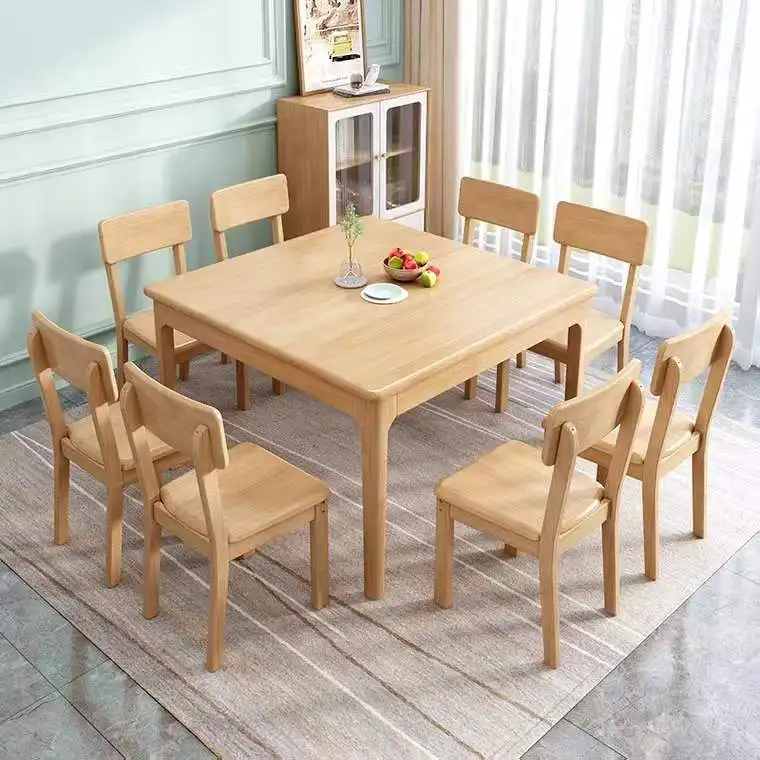 Chinese Style Furniture Folding All Solid Wood Round Dining Table And Chair Combination Apartment Dining Table Suits