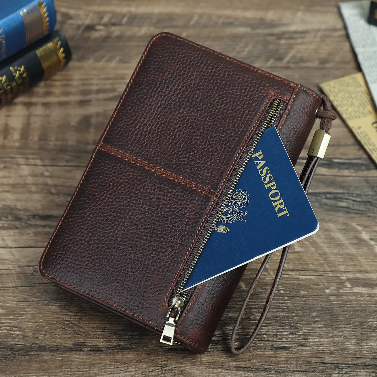 Personalized handcrafted genuine leather tube holder lighter cutter box storage humidor cigar set travel case