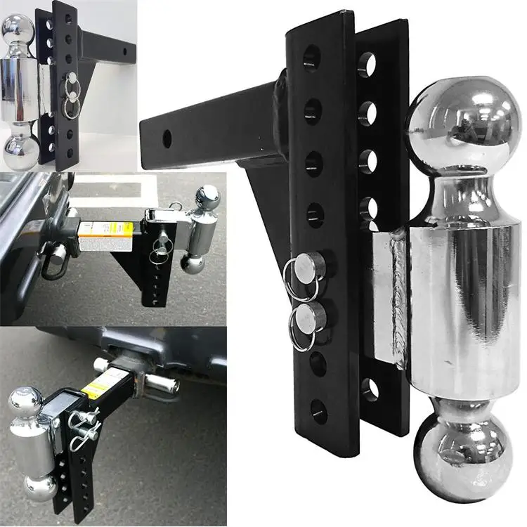 Manufacturer Direct Selling Silver Stainless Steel Boat Trailer Parts Dual Ball Adjustable Drop Hitch Ball Mount