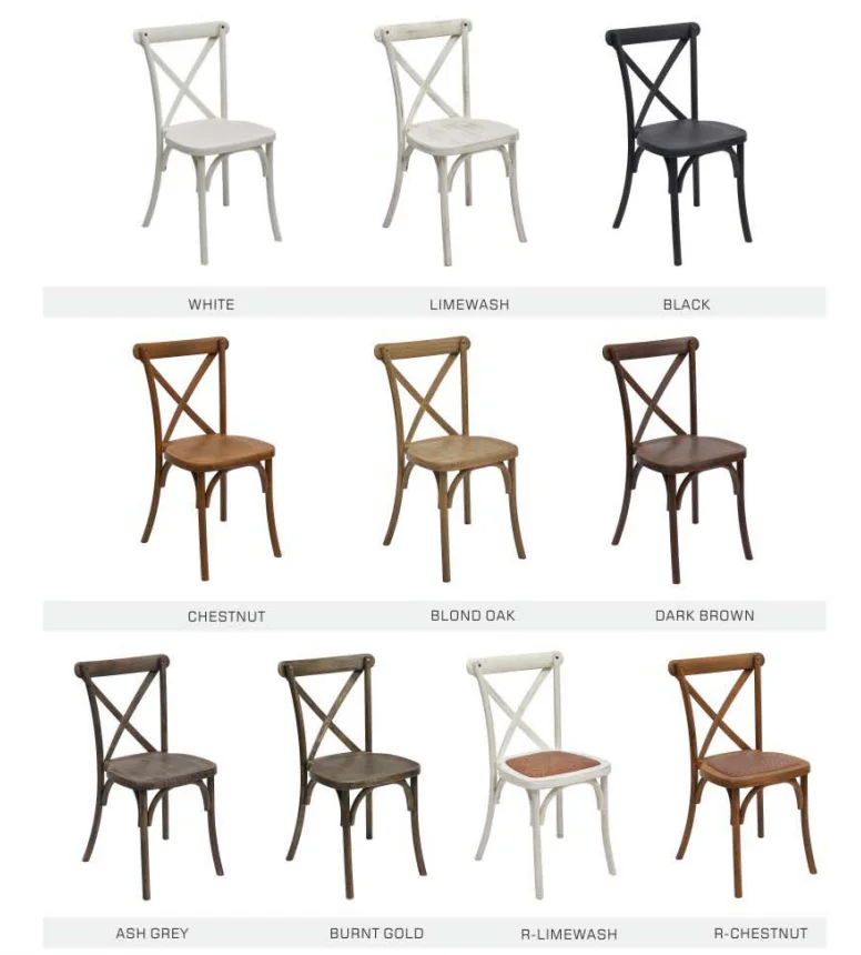 Manufacturer Wholesale Stackable Wood Finish Wedding Dining Plastic Crossback Resin Vintage Cross Back Chair For Events