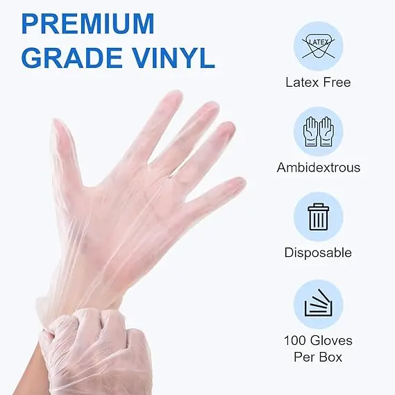 Wholesale Transparent PVC Vinyl  Gloves Clear Vinyl Gloves for Examination