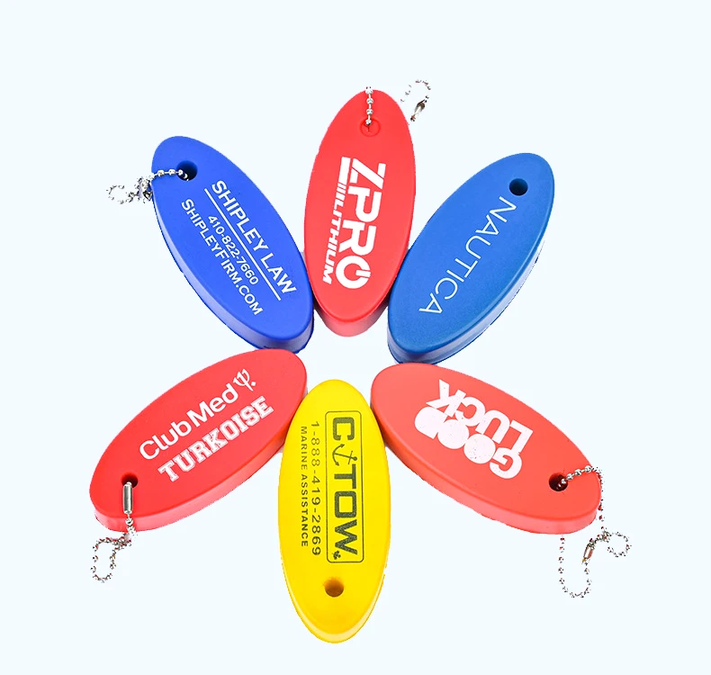 PU Foam Floating Key Chain Custom Logo Oval Float Key Rings Keychain For Boating Fishing Kite Surfing Sailing Outdoor Sports