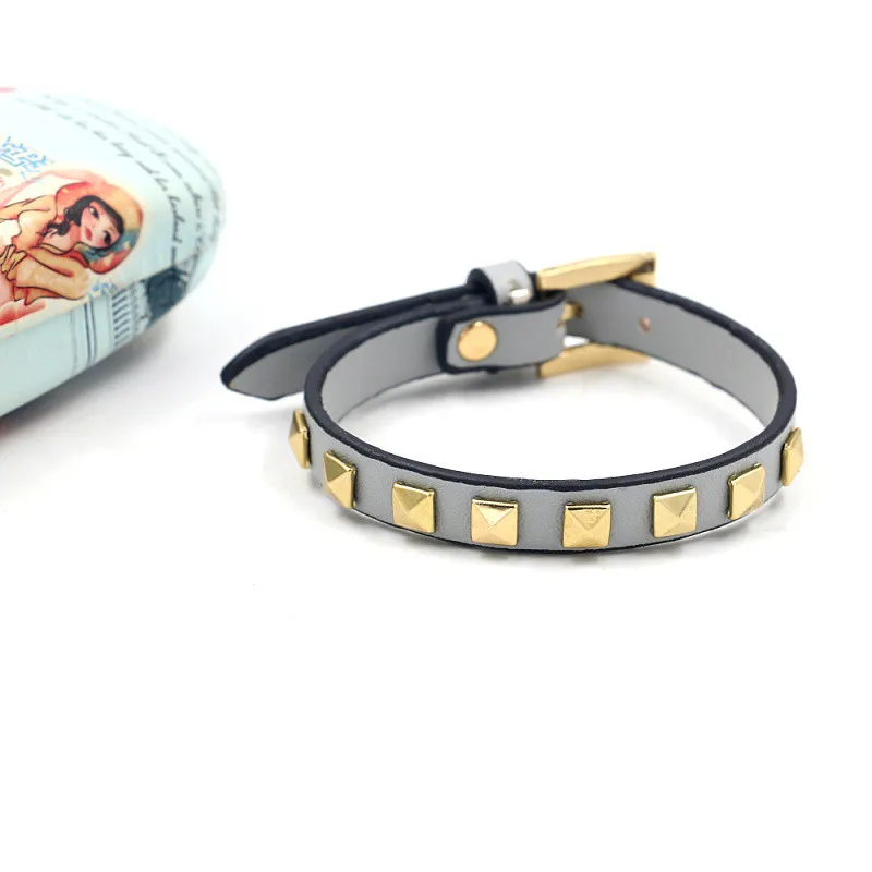 New Punk Style Rivets Environmental Protection PU Leather Bracelet Bangles