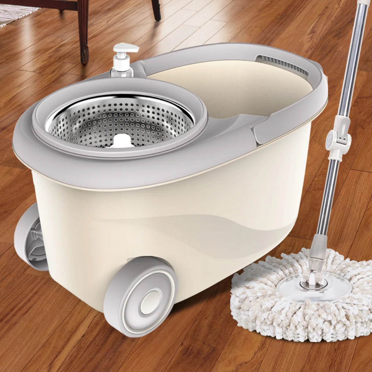 Household cleaning products wholesale healthy hand free lazy Telescopic Microfiber Bucket Mops