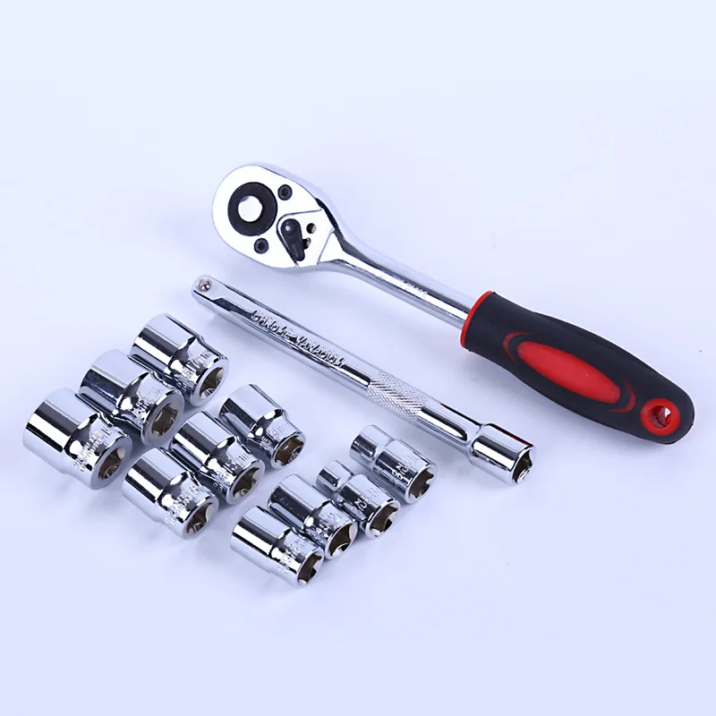 12PC  household automotive repair kit1/2 Reversible Socket Wrench Tool Set Metric Socket