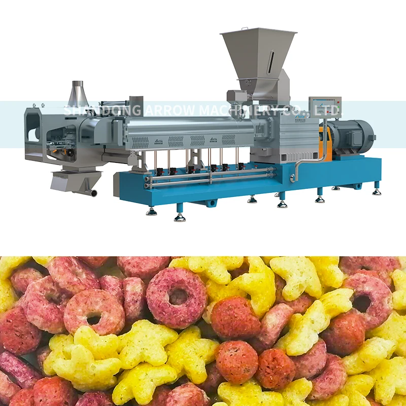 Shandong Arrow Efficient cereal corn making machine fried stainless extruder  puffed corn cereal snacks
