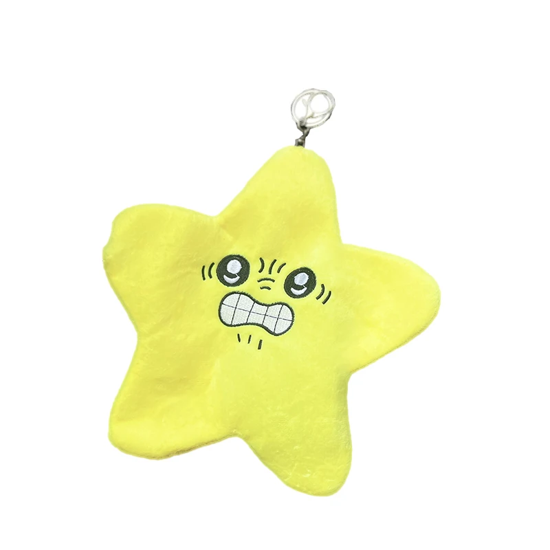 Creative Yellow Stars Angry Jumping Plush Dolls Soft Stuffed Plushie Backpack Pendant Keychains Kids Birthday Gift