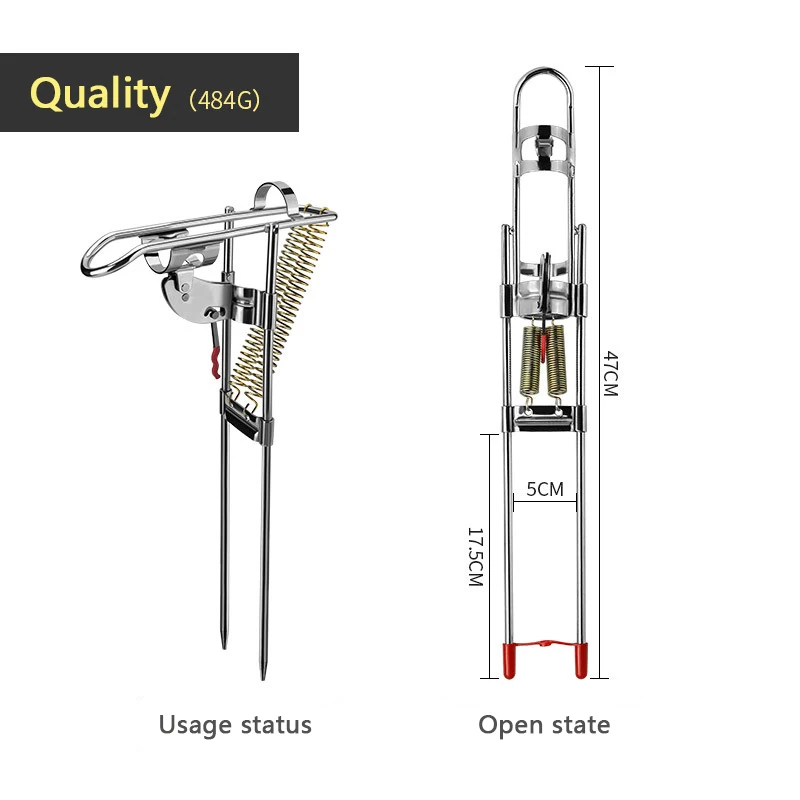  Powerful Tip-Up Hook Setter Double Spring Automatic Fishing Rod Pole