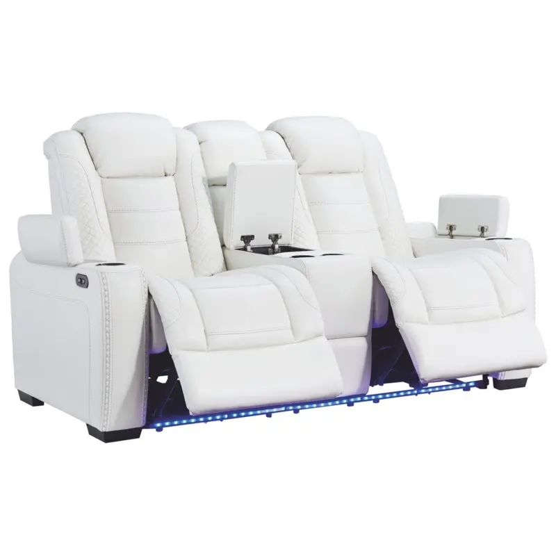 Factory direct white leather 4 3 2 1  cinema Home Theater Sofa With Cup Holders,Computer table,Storage arm