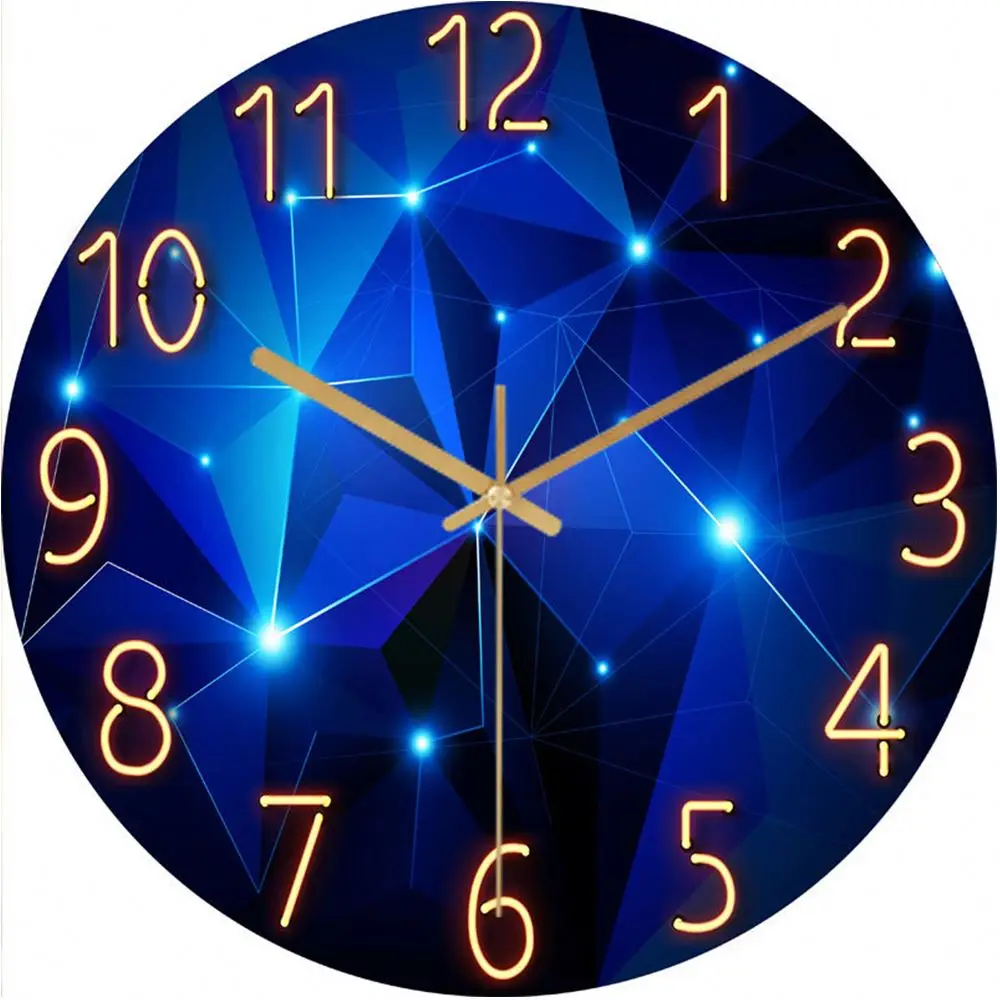 colorful UV printing home office decoration quartz glass wall clocks