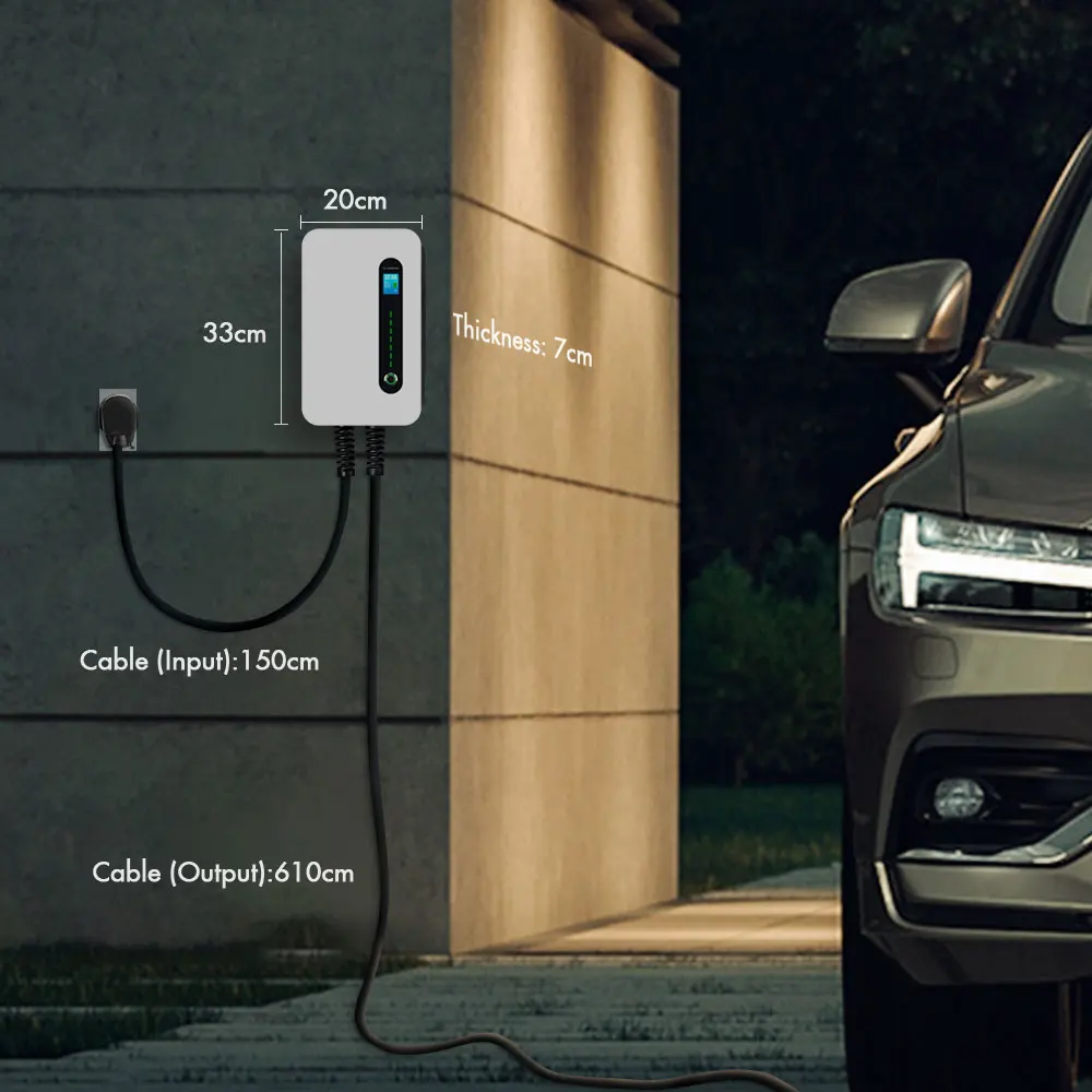 Workersbee 10-32A current adjustable home evse portable ev charger type 2 iec 62196 electric