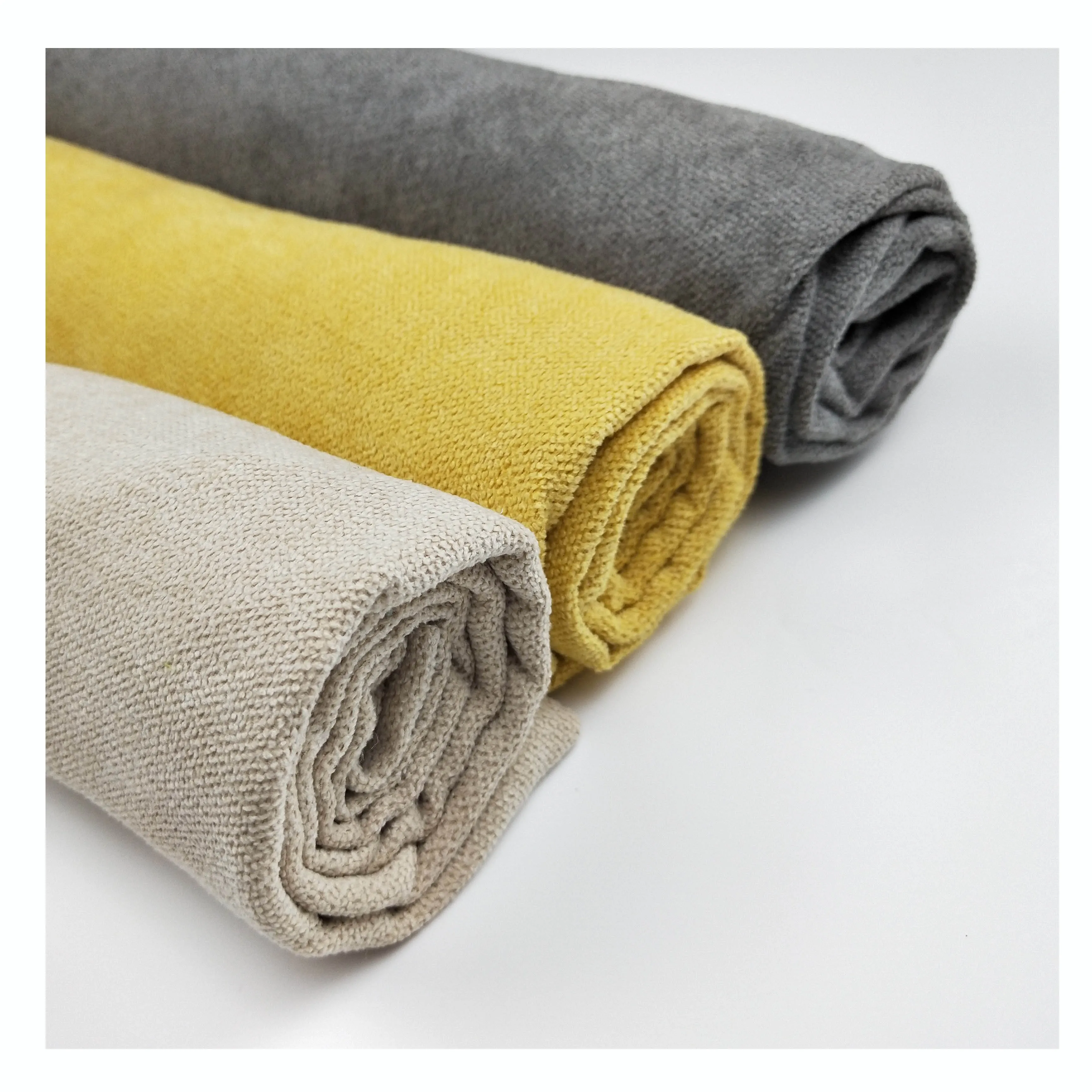 European Stock Lot khaki grey brushed  Plain Dyed sofa Curtain Table Chair Textile Cover Haining Fabric price