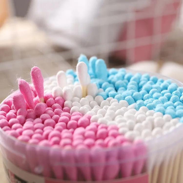 Custom soft ear cleaning cosmetic pure cotton swabs sterile cotton swab buds bamboo wooden stick