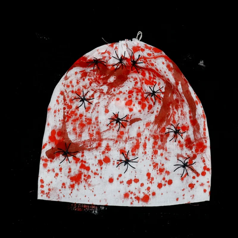 Halloween blood stained pockets horror props black spiders scary haunted house accessories scary cosplay film props
