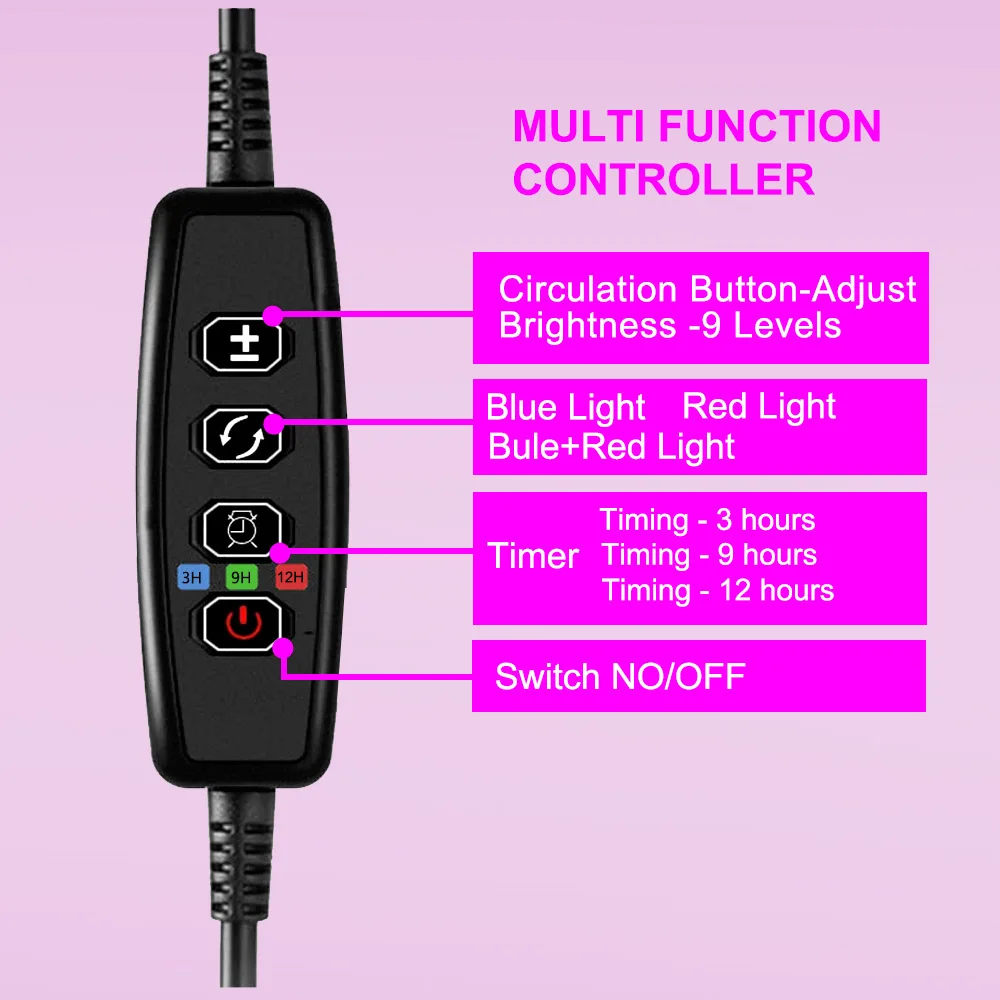 50W Five tube plant lamp LED red blue plant growth lamp DC round head timing clip plant lamp grow light bar