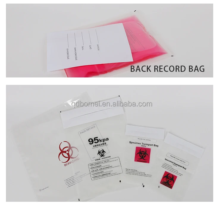 95 KPA specimen transport bags biohazard infectious waste bag kangaroo bag